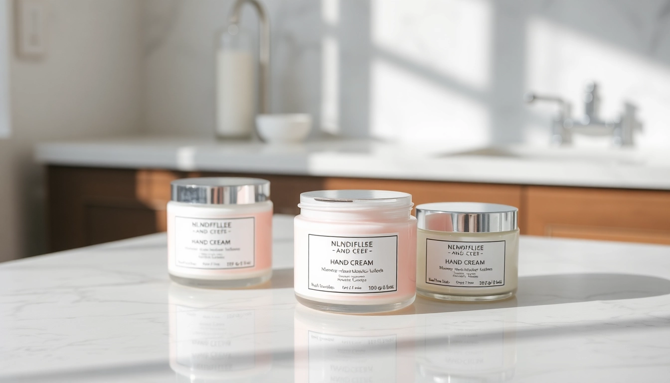 View vibrant hand cream Supplier products displayed elegantly on a marble countertop, highlighting quality and style.