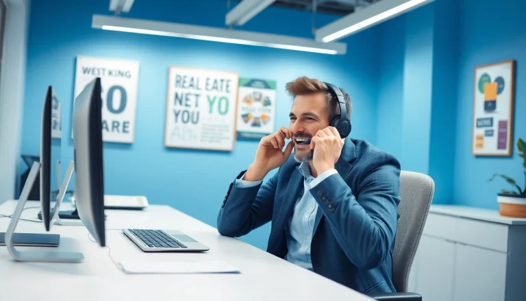 Engage with potential clients using Real estate lead generation cold calling services in a professional office setting.