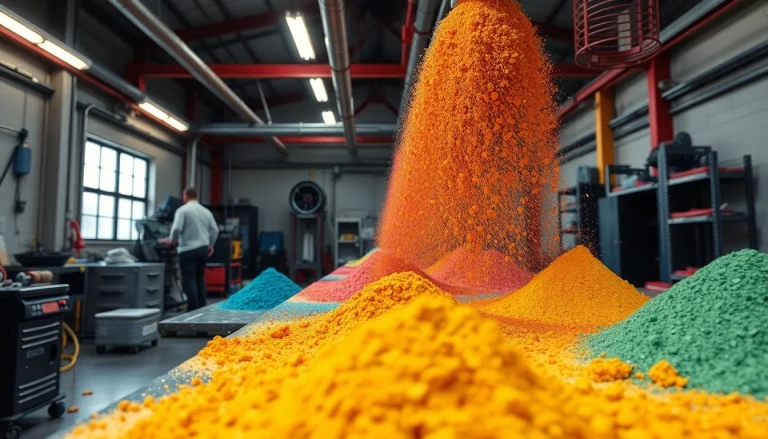 Watch the powder coating process enhance metal surfaces with vibrant colors and durability.