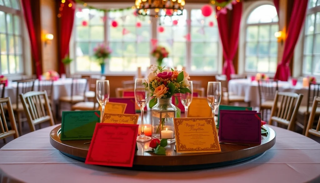 Personalized invitation cards beautifully displayed on a festive table setting for special events.