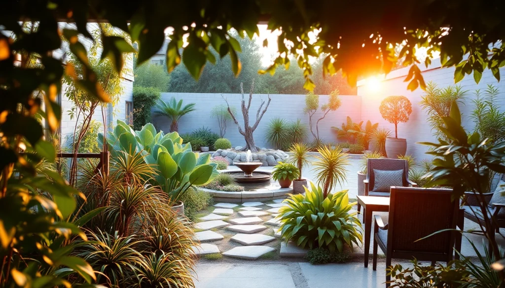 Showcasing a stunning landscape design service with vibrant plants and serene water features to enhance outdoor aesthetics.