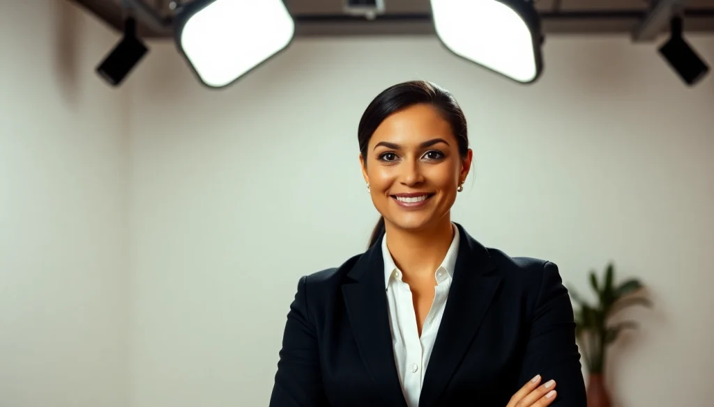 Professional corporate headshots showcasing a confident individual in business attire against a neutral background.