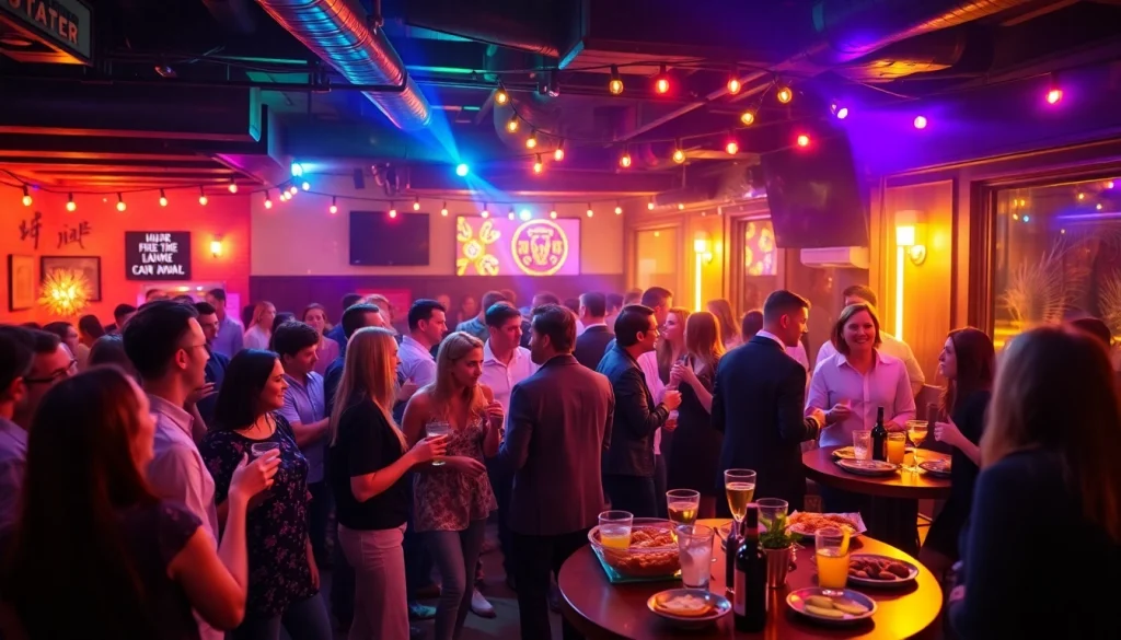 Engage in a lively After Work Party with colleagues enjoying drinks in a festive atmosphere.