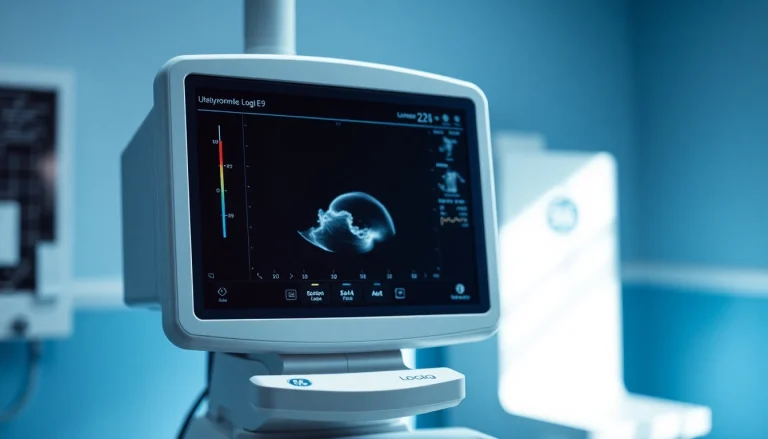 Browse the GE LOGIQ E9 ULTRASOUND FOR SALE!! highlighting its advanced features and modern design for medical professionals.