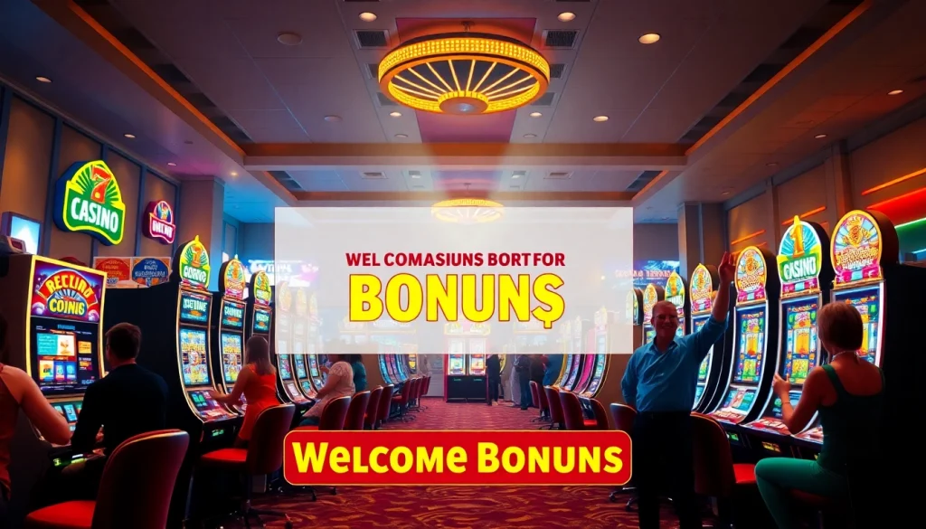 Celebrate your welcome bonus at a lively casino, where joy and excitement blend in a vibrant setting.