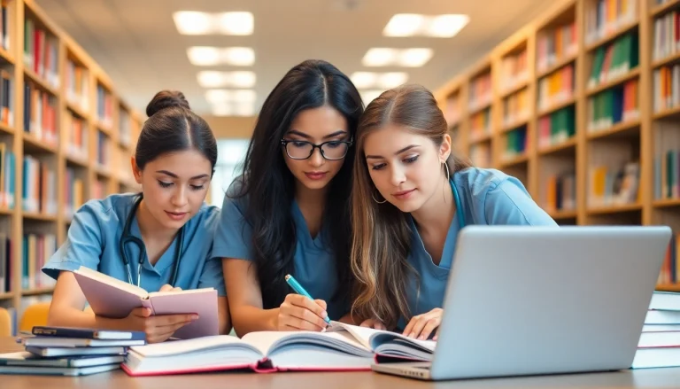 Enhance your knowledge with Nursing Homework Help in a focused study environment featuring students engaged in learning.