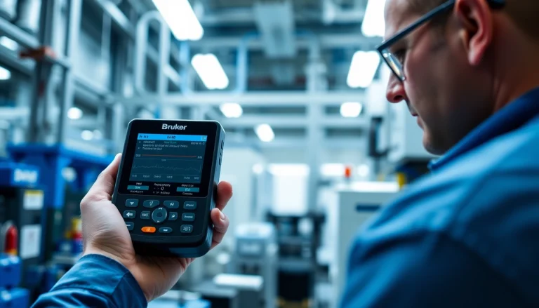 Testing materials with the Bruker EOS 500 Handheld LIBS Analyzer showcasing its advanced features.
