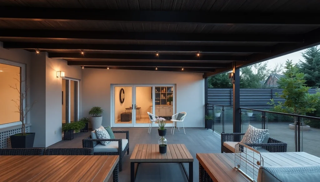 Bequeme Terrasse mit einer Terrassenüberdachung mit Markise, die optimalen Schatten und Schutz bietet.