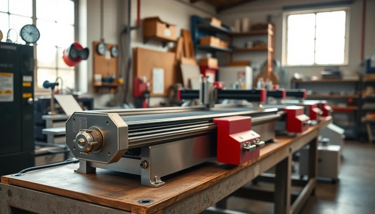 Cutting equipment showcased prominently in a workshop, emphasizing quality and precision.