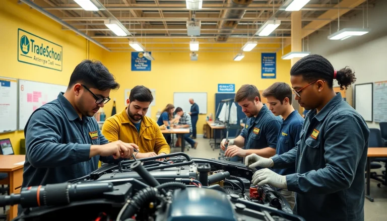 Students at a trade school in Knoxville, TN, actively participating in engaging training sessions.