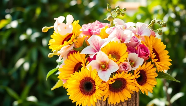 Arrange stunning Orange County flowers in a rustic vase, highlighting vibrant colors and natural sunlight.