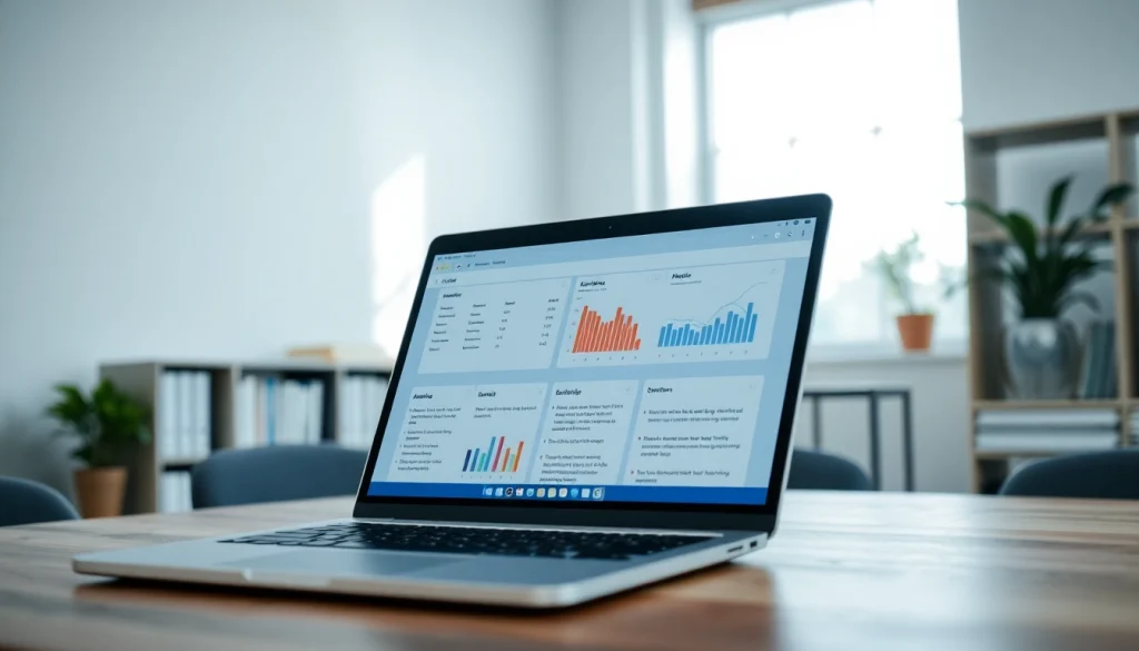 Using AI summary of papers tool on a laptop in a modern office setting.