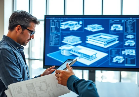 Showcasing BIM Training in Pune with an architect working on digital 3D models in a modern office.