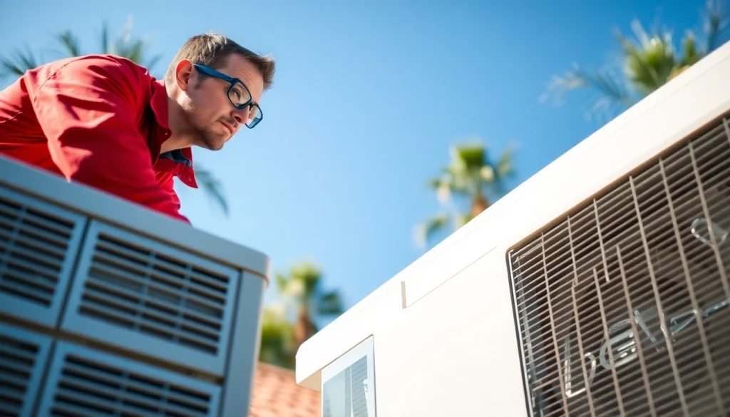Skilled technician providing ac repair glendale az on a sunny residential rooftop.