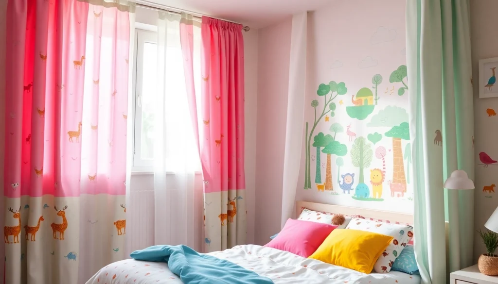 Decorate a kids room with charming curtains that enhance warmth and creativity.