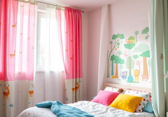 Decorate a kids room with charming curtains that enhance warmth and creativity.