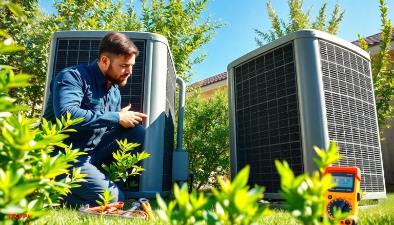 Expert ac repair glendale az services in action with a technician fixing an air conditioning unit.