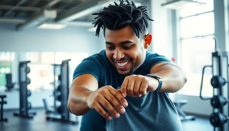 Personal Trainer Downtown Jersey City demonstrating exercise techniques to a client in a modern gym.