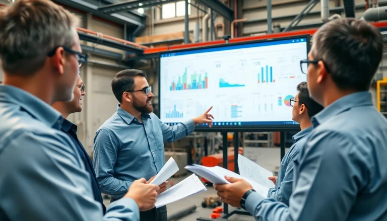 Piping stress analysis company engineers collaborating in a professional setting with technical diagrams.