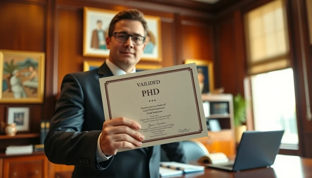 Learn where to buy phd degree with a professional displaying an authentic diploma.
