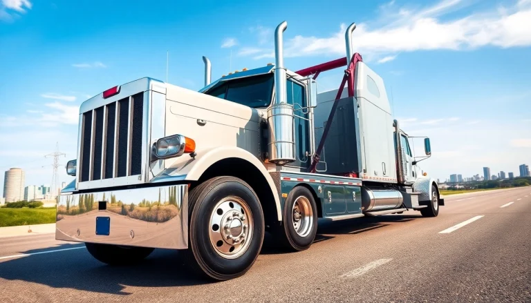 Efficient 24 hour big rig towing service illustrated with a professional tow truck in action.