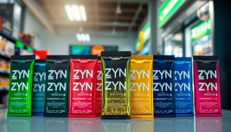 Discover ZYN nicotine pouches arrayed beautifully, showcasing various flavors and strengths in a modern retail setting.