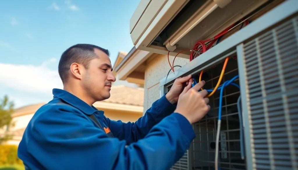Expert AC repair in Glendale, AZ, showcasing a technician servicing a residential air conditioning unit.