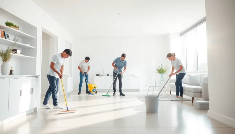 Professional cleaners performing bond cleaning Logan services in a bright apartment setting