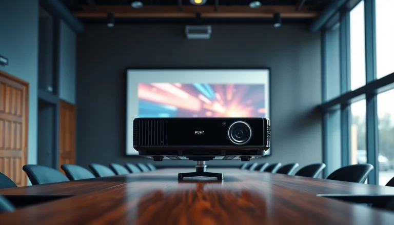 Enhance your presentations with a modern projector setup in a professional conference room.