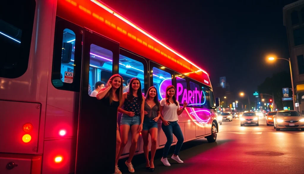Rent a macon party bus for an unforgettable night out with friends in vibrant surroundings.