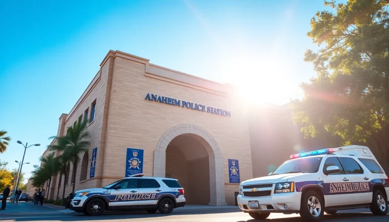 View of the Anaheim Police Station, showcasing important inmate information services.