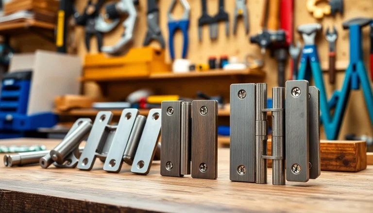 Cabinet Hinge Manufacturers showcasing high-quality cabinet hinges in a workshop setting.