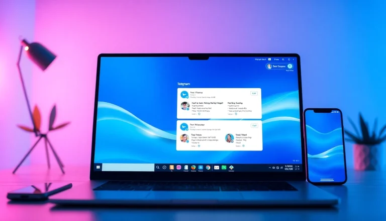 Engage with Telegram電腦版 on a modern desktop interface showcasing user-friendly design and vibrant colors.