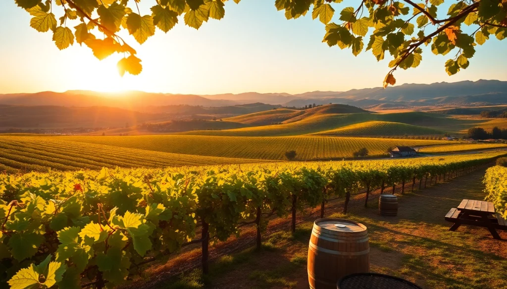 Explore the beauty of Clarksburg’s vineyards and hills during a stunning sunset.