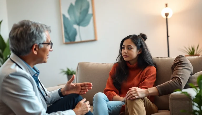 Cognitive behavioral therapy Dubai session showcasing a therapist and client in an inviting office.