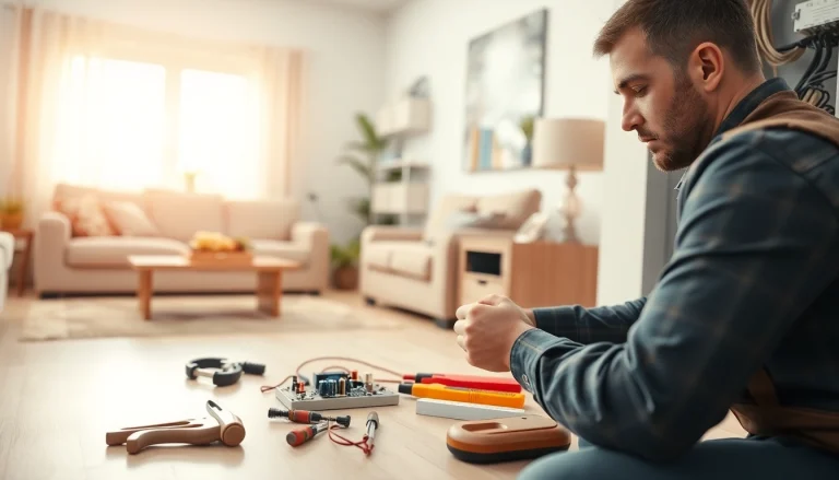 Electrical Contractor Clearwater repairing residential wiring in a professional setting.
