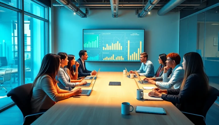 Illustration of professionals discussing strategies to build Recurring Revenue in a modern office setting.