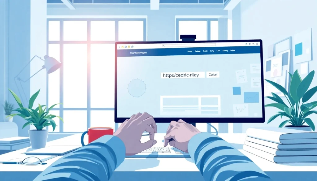 Showcase of a designer creating a website at https://cedric-riley.metadesigndemos.com in a bright studio.