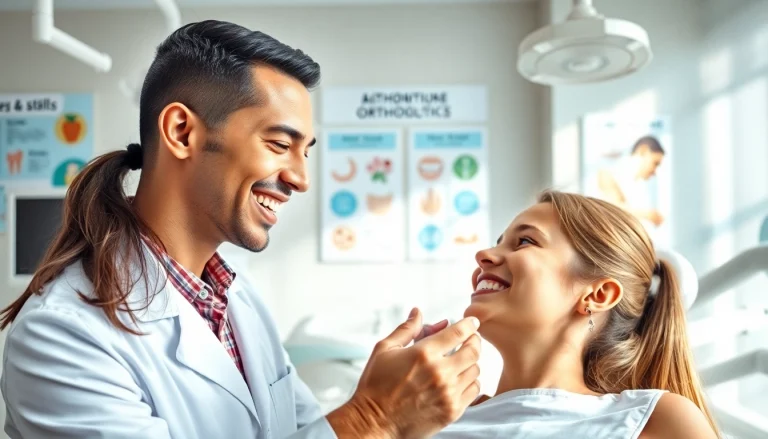 Find expert orthodontic care near me in a modern dental setting, featuring a smiling orthodontist.