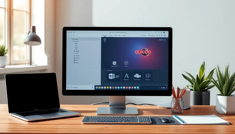 Download quickq下载 software on a sleek monitor, showcasing an intuitive interface for effective desktop management.