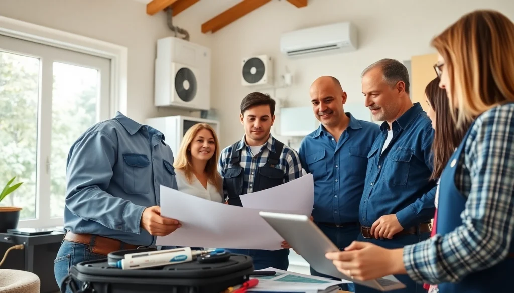 HVAC dealers inspecting a home HVAC system showcasing professionalism and expertise.