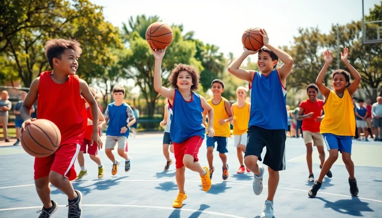 Young basketball enthusiasts practicing on an outdoor court, showcasing passion and energy in basketball.