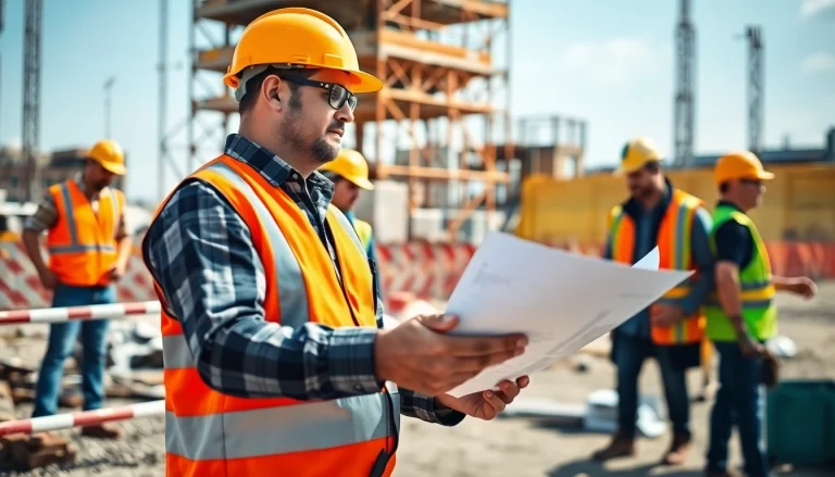 Reviewing NVQ Level 4 construction site supervision answers on-site for effective management.