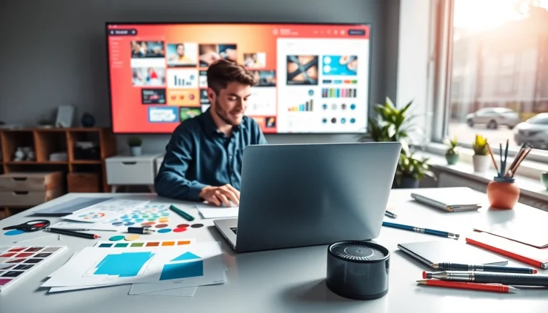 Engaging workspace illustrating web design concepts with professional tools and bright atmosphere.