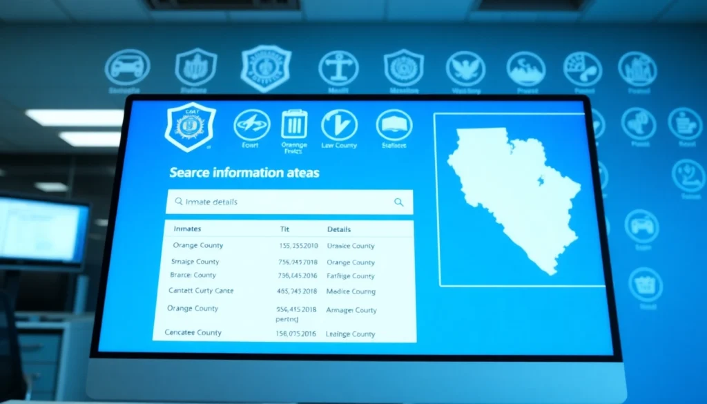 View of the whos in jail oc digital information system interface showcasing inmate details.