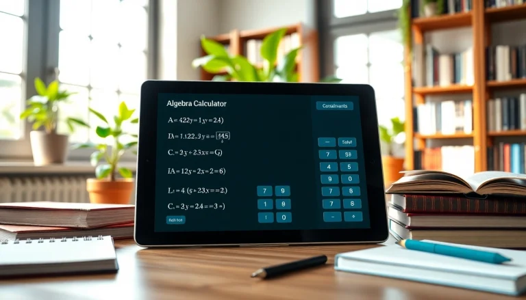 Interactive Algebra Calculator on a tablet, showcasing step-by-step problem solving in mathematics.