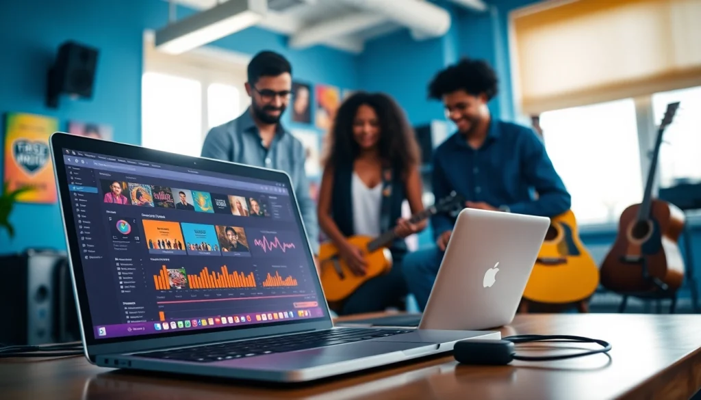 Promote your music with effective music promotion services in a professional office setting.