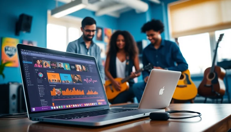 Promote your music with effective music promotion services in a professional office setting.