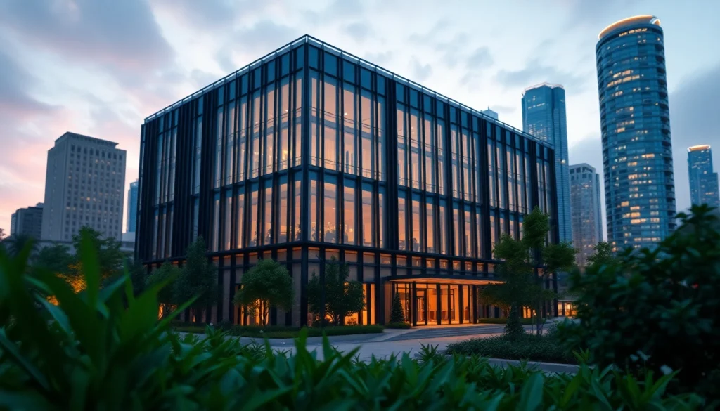 Erstellen Sie hochwertige Architekturvisualisierung, die modernes Design in einer Stadtlandschaft zeigt.