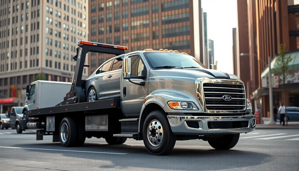 Towing Service being professionally performed on a busy city street